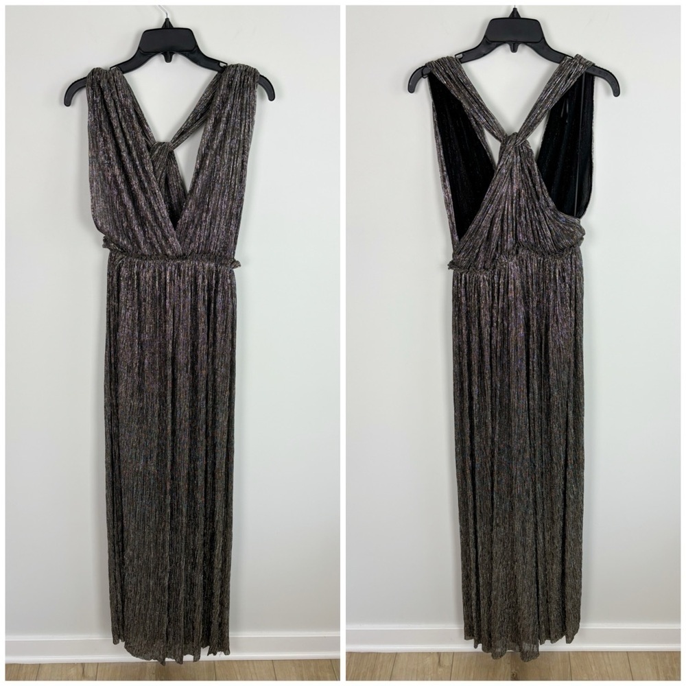 ZARA Limited Edition Maxi Dress With Metallic Silver Thread Size M